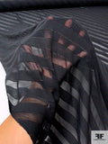 Italian Diagonal Jacquard Striped Silk Chiffon - Black