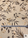 Leaf Printed with Satin Burnout Silk Chiffon - Biscotti / Brown / Champagne Gold