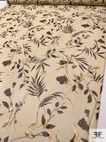 Leaf Printed with Satin Burnout Silk Chiffon - Biscotti / Brown / Champagne Gold