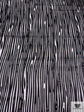 Wood Grain Satin Striped Silk Chiffon - Black