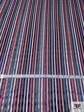 Italian Vertical Satin Striped Silk Chiffon - Teal / Dusty Pink / Berry / Periwinkle