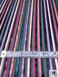 Italian Vertical Satin Striped Silk Chiffon - Teal / Dusty Pink / Berry / Periwinkle