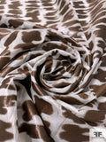 Italian Abstract Fil Coupé Silk Chiffon - Brown / White