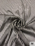 Italian Vertical Satin Striped Silk Chiffon - Ecru / Black