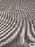 Italian Vertical Satin Striped Silk Chiffon - Ecru / Black