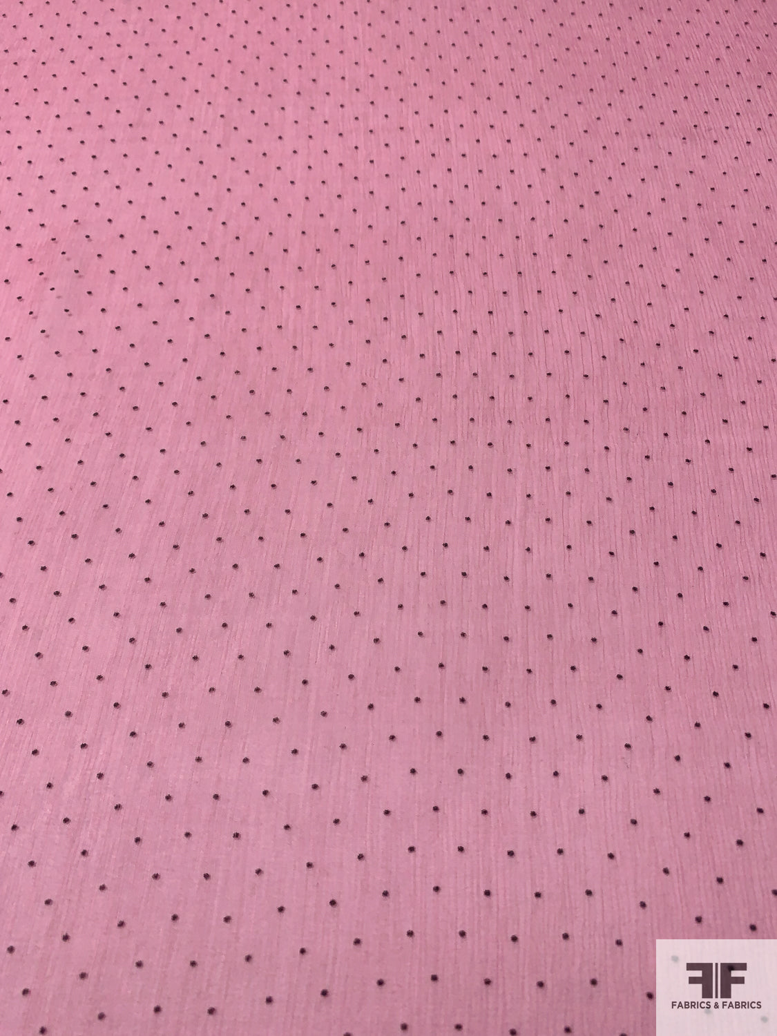 Italian Lightly Crinkled Silk Chiffon with Textured Pin Dots - Pink / Dark Grey