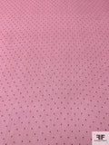 Italian Lightly Crinkled Silk Chiffon with Textured Pin Dots - Pink / Dark Grey