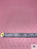 Italian Lightly Crinkled Silk Chiffon with Textured Pin Dots - Pink / Dark Grey