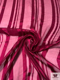 Satin Striped Crinkled Silk Chiffon - Merlot