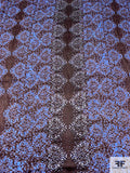Ornately Printed Burnout Chiffon - Royal Blue / Brown / Black