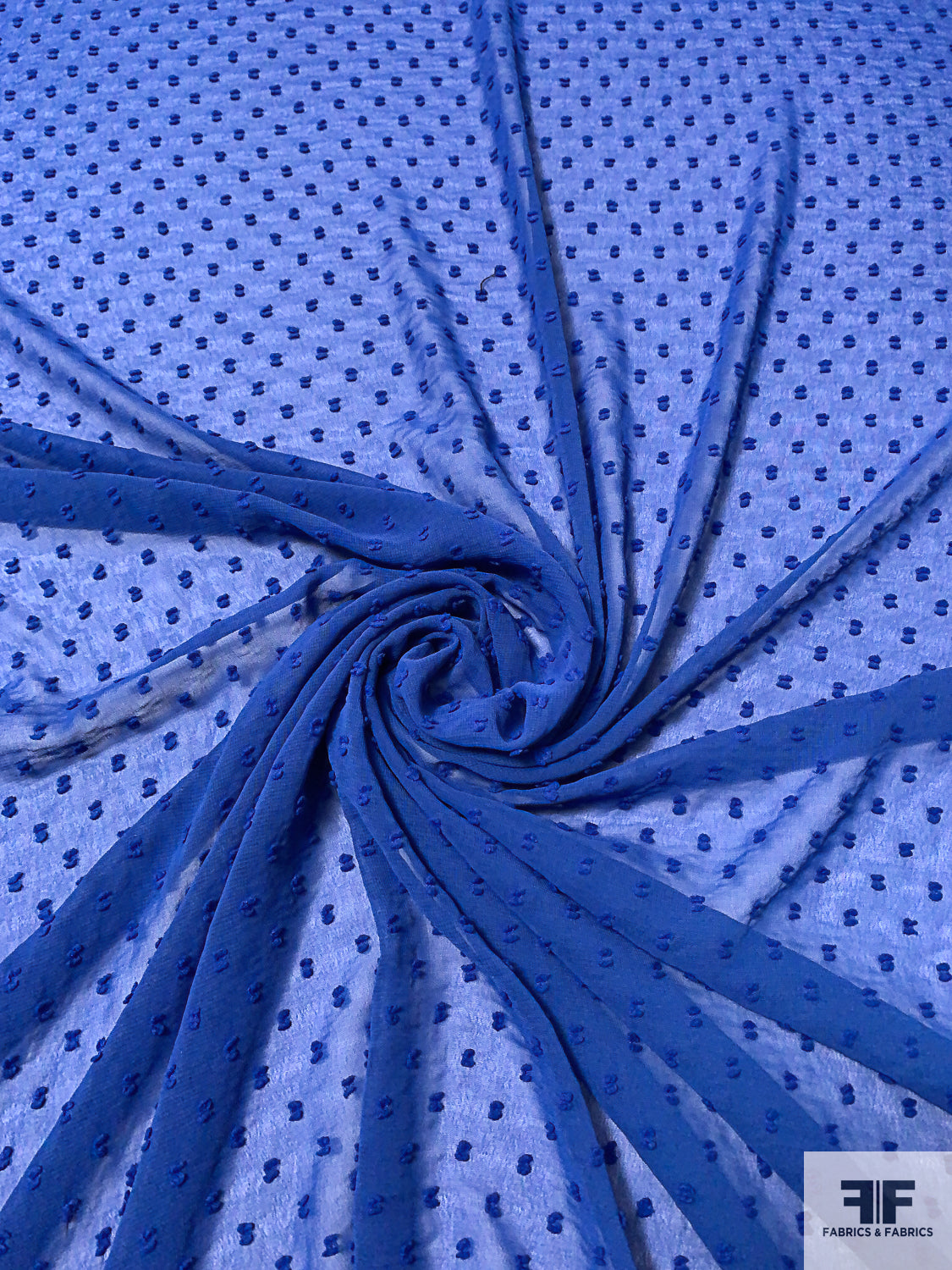 Swiss Dot Polyester Chiffon - Blue
