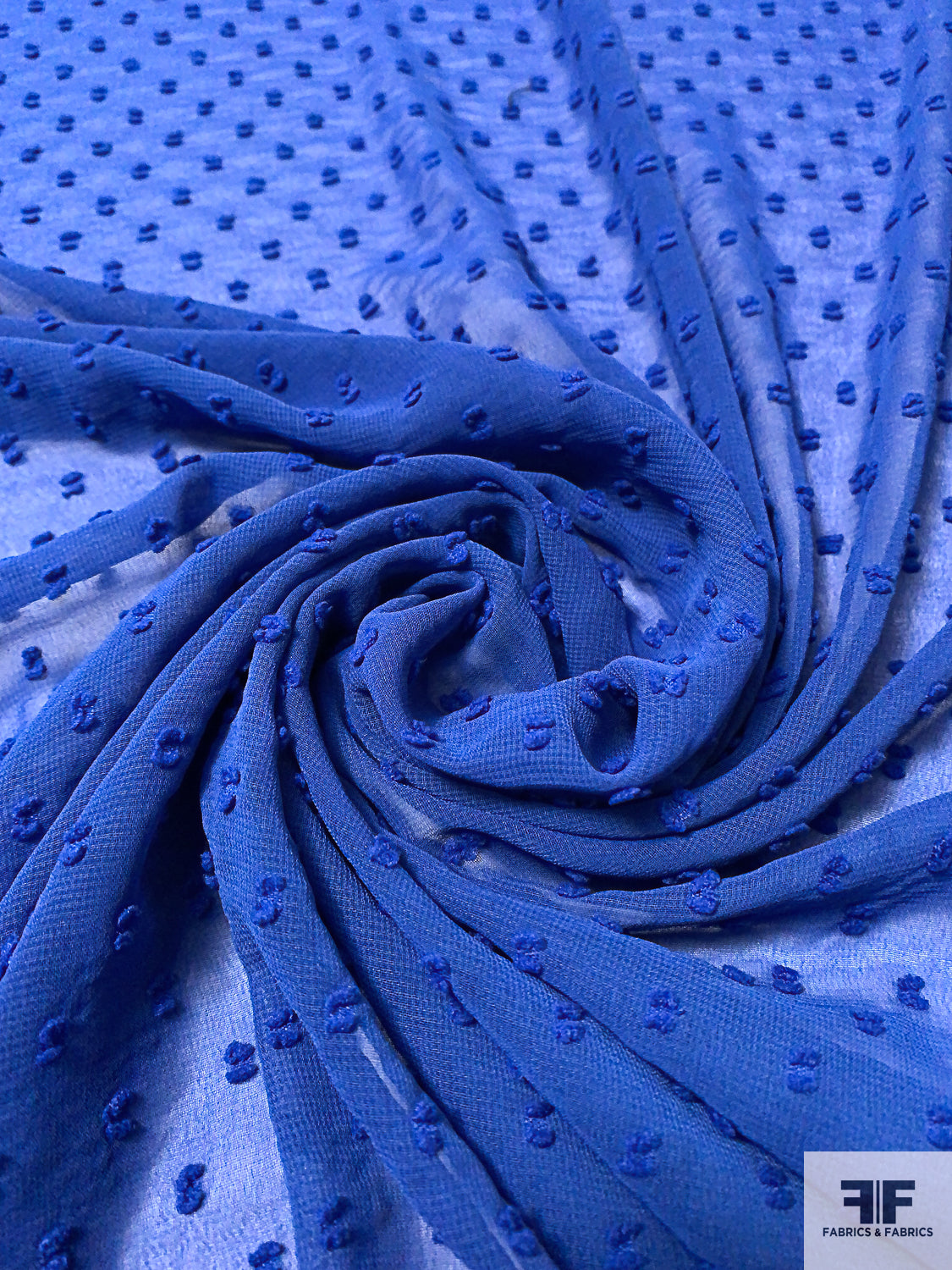 Swiss Dot Polyester Chiffon - Blue