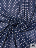 Geometric Dot Clip Polyester Chiffon - Navy / Off-White