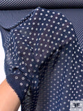 Geometric Dot Clip Polyester Chiffon - Navy / Off-White