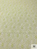 Novelty Corded Floral Lace Bonded on Clip Chiffon - Flourescent Yellow / Off-White