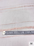 Italian Horizontal Striped Polyester Voile-Gauze Novelty - Off-White / Dusty Coral