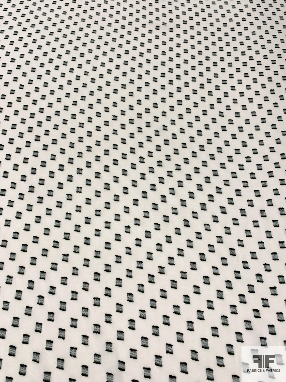 Square Clip Polyester Chiffon - Off-White / Black