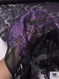 Paisley Burnout Silk Blend Chiffon - Purple / Black