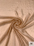 Italian Vertical Satin Striped Silk Chiffon - Tan