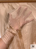 Italian Vertical Satin Striped Silk Chiffon - Tan