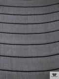 Italian Horizontal Striped Slightly Crinkled Silk Chiffon - Black