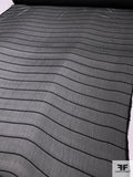 Italian Horizontal Striped Slightly Crinkled Silk Chiffon - Black