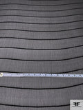 Italian Horizontal Striped Slightly Crinkled Silk Chiffon - Black