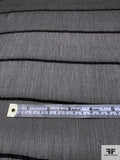 Italian Horizontal Striped Slightly Crinkled Silk Chiffon - Black