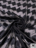 Italian Hazy Geometric Satin Burnout Silk Chiffon - Black