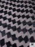 Italian Hazy Geometric Satin Burnout Silk Chiffon - Black