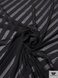 Made in Spain Diagonal Striped Silk Chiffon - Black