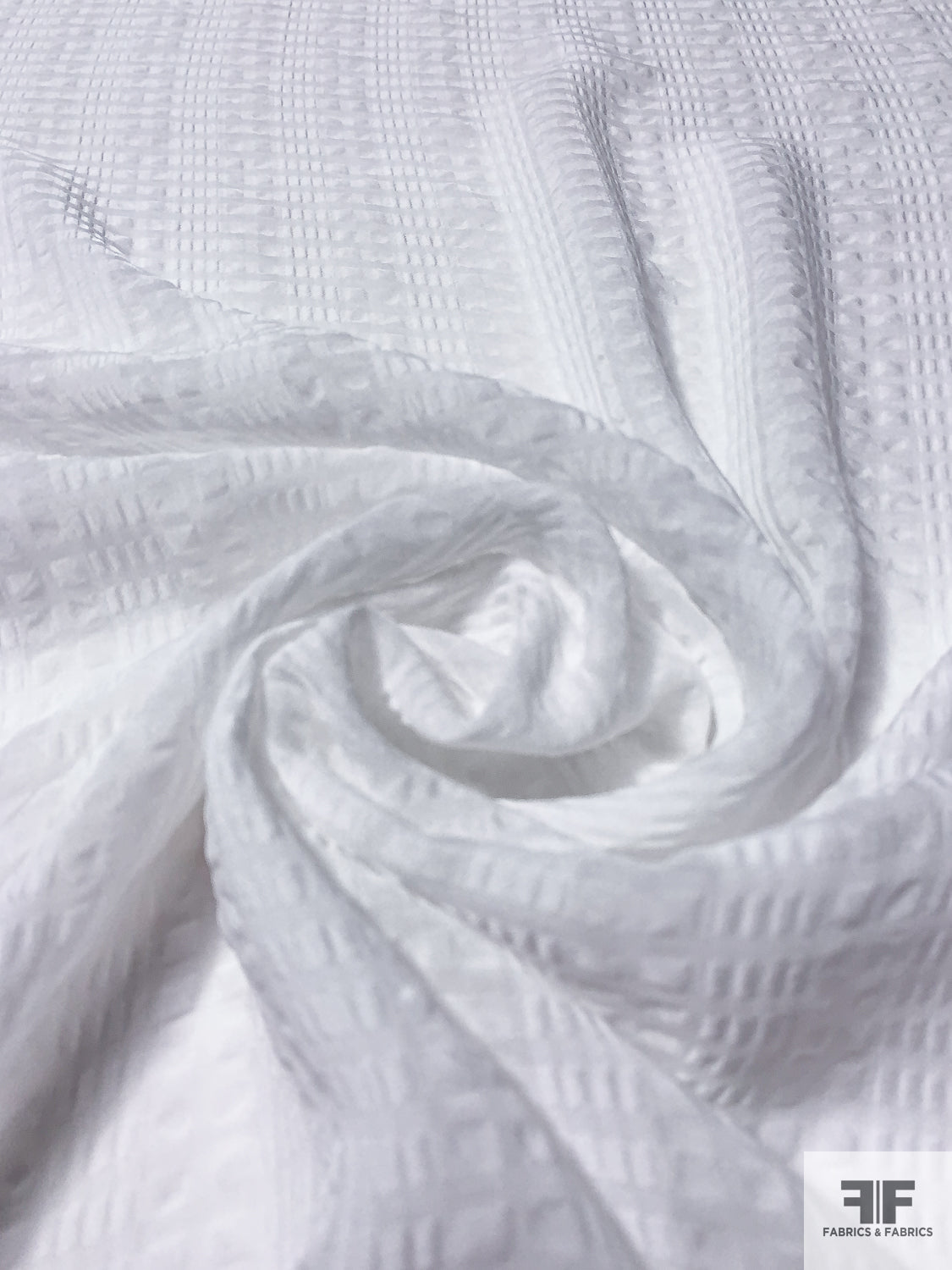 Striped Puckered Polyester Chiffon - White