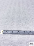 Striped Puckered Polyester Chiffon - White