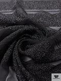 Italian Lurex Bouclé Striped Silk Chiffon - Black