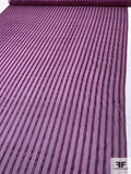 Satin Striped Silk Chiffon with Multicolor Lurex Pinstripes - Purple / Multicolor Lurex