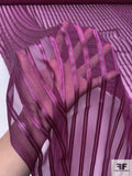 Satin Striped Silk Chiffon with Multicolor Lurex Pinstripes - Purple / Multicolor Lurex