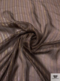 Satin Striped Silk Chiffon with Lurex Pinstripes - Brown / Gold / Silver