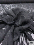 Italian Paisley Burnout Fine Silk Chiffon - Black
