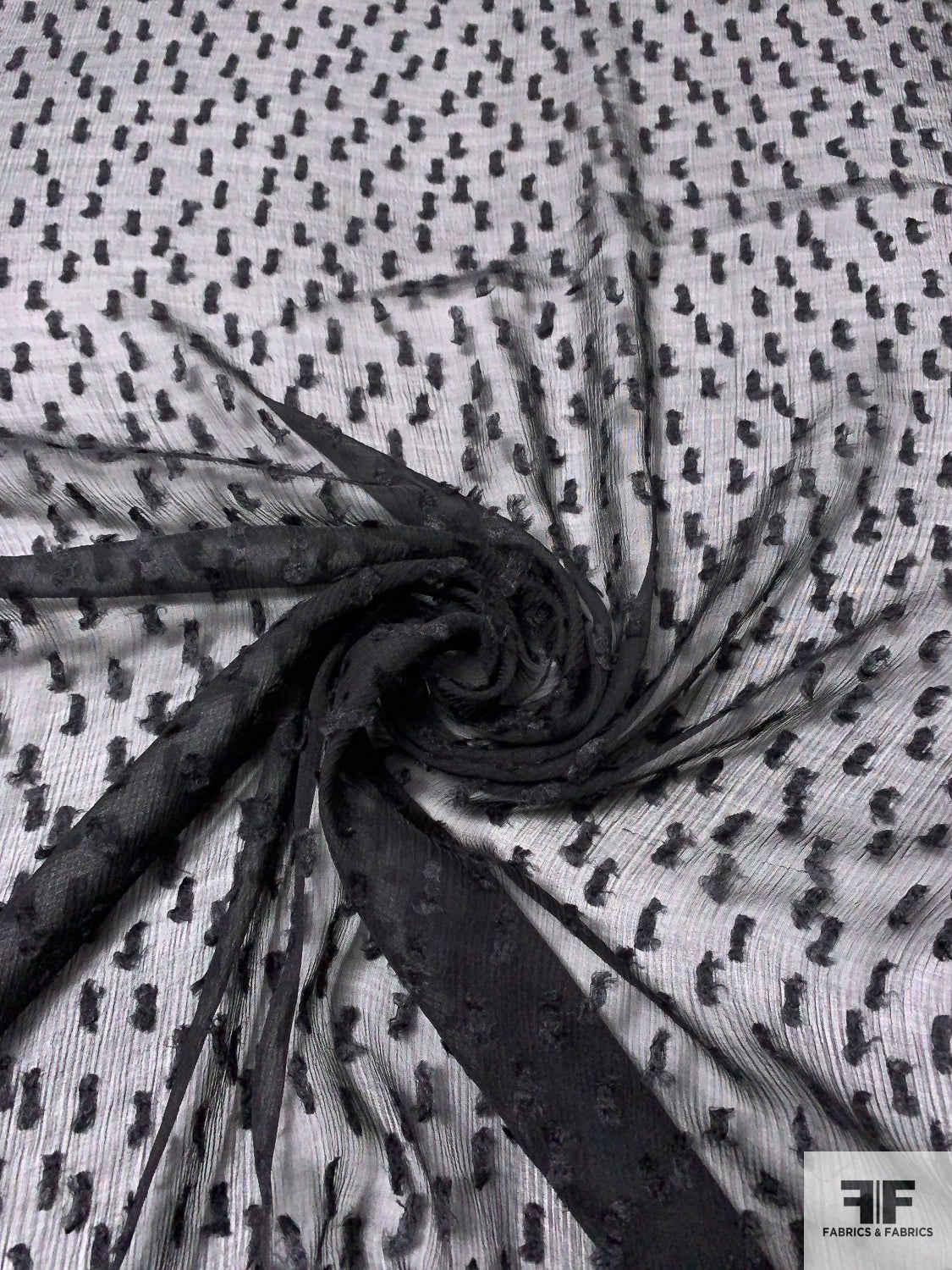 Dotted Soft Clip Crinkled Silk Chiffon - Black