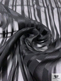 Satin Striped Crinkled Silk Chiffon - Black