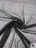 Crinkled Silk Chiffon with Lurex Rectangles - Black / Tangerine
