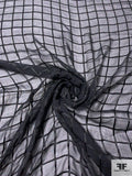 Silk Chiffon with Satin Windowpane - Black