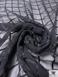Silk Chiffon with Satin Windowpane - Black