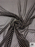 Foil Printed Polka Dots Silk Chiffon - Black / Gold