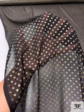 Foil Printed Polka Dots Silk Chiffon - Black / Gold