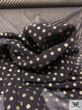 Foil Printed Polka Dots Silk Chiffon - Black / Gold