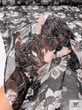 Floral Printed Burnout Silk Chiffon - Black / Off-White