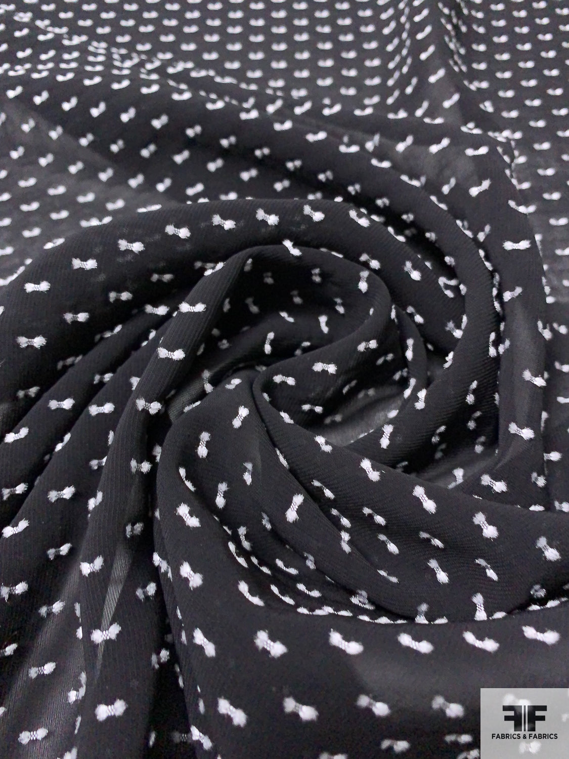 Bow-Tie Clip Rayon Chiffon - Black / White