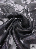 Trailing Metallic Floral Silk Chiffon - Black