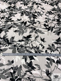 Leaf Stem Silhouette Printed Burnout Silk Chiffon - Black / Light Ivory